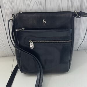 Ashwood 100% Genuine Leather Navy Crossbody Messenger Handbag